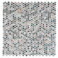 green beige matte recycled glass round mosaic tile sheet with mixed earth tones and 12x12 size