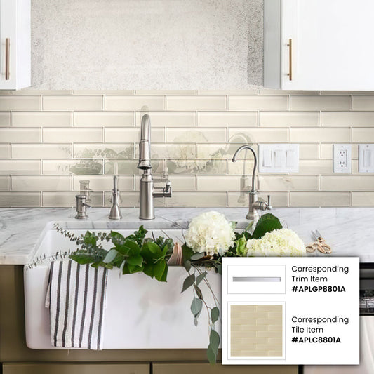 White 0.5x12 Glossy Glass Pencil Tile Trim (10 pack, 0.5 sq ft/case) - Sample