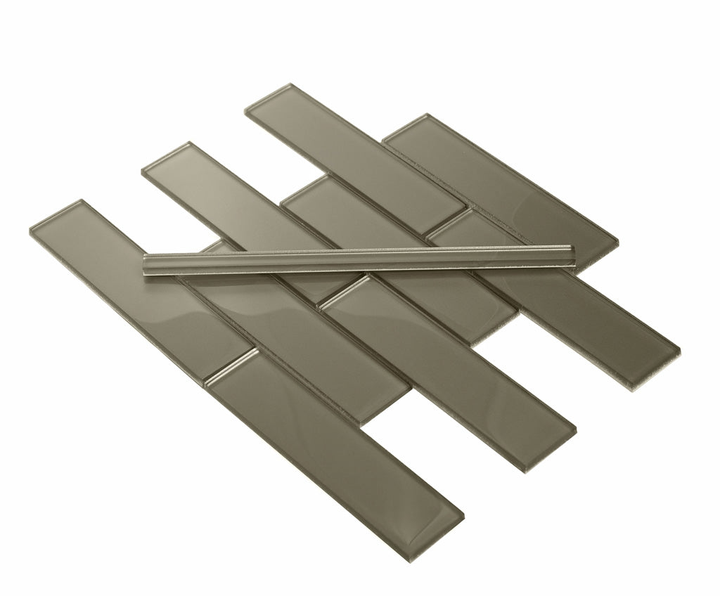 0.6x12 Ash Gray Glossy Pencil Tile Trim