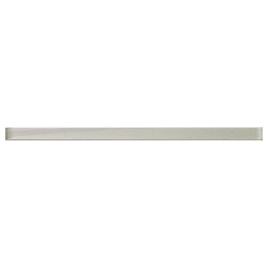 Sample-Snow White 0.5x12 Glossy Glass Pencil Tile Trim (10 pack, 0.5 sq ft/case)