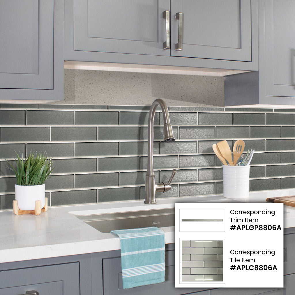 Apollo Tile Gray 11.8-in. x 11.8-in. Polished Glass Mosaic Tile (4.83 Sq ft/case), image size:1024x1024