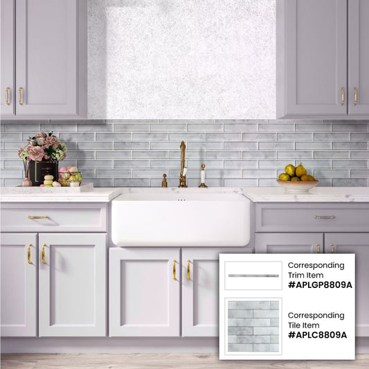Gray 0.5x12 Glossy Glass Pencil Tile Trim (10 pack, 0.5 sq ft/case) - Sample