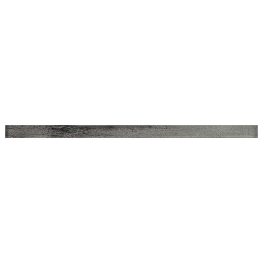 Glossy dark gray glass pencil tile trim strip with smooth rounded edges, 0.6 by 12 inches