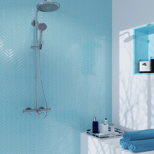 Sky Blue Herringbone Tile