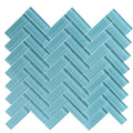 Sample - Sky Blue 11x13 Glossy Herringbone Glass Mosaic Tile (5 pack, 4.8125 sq ft/case)