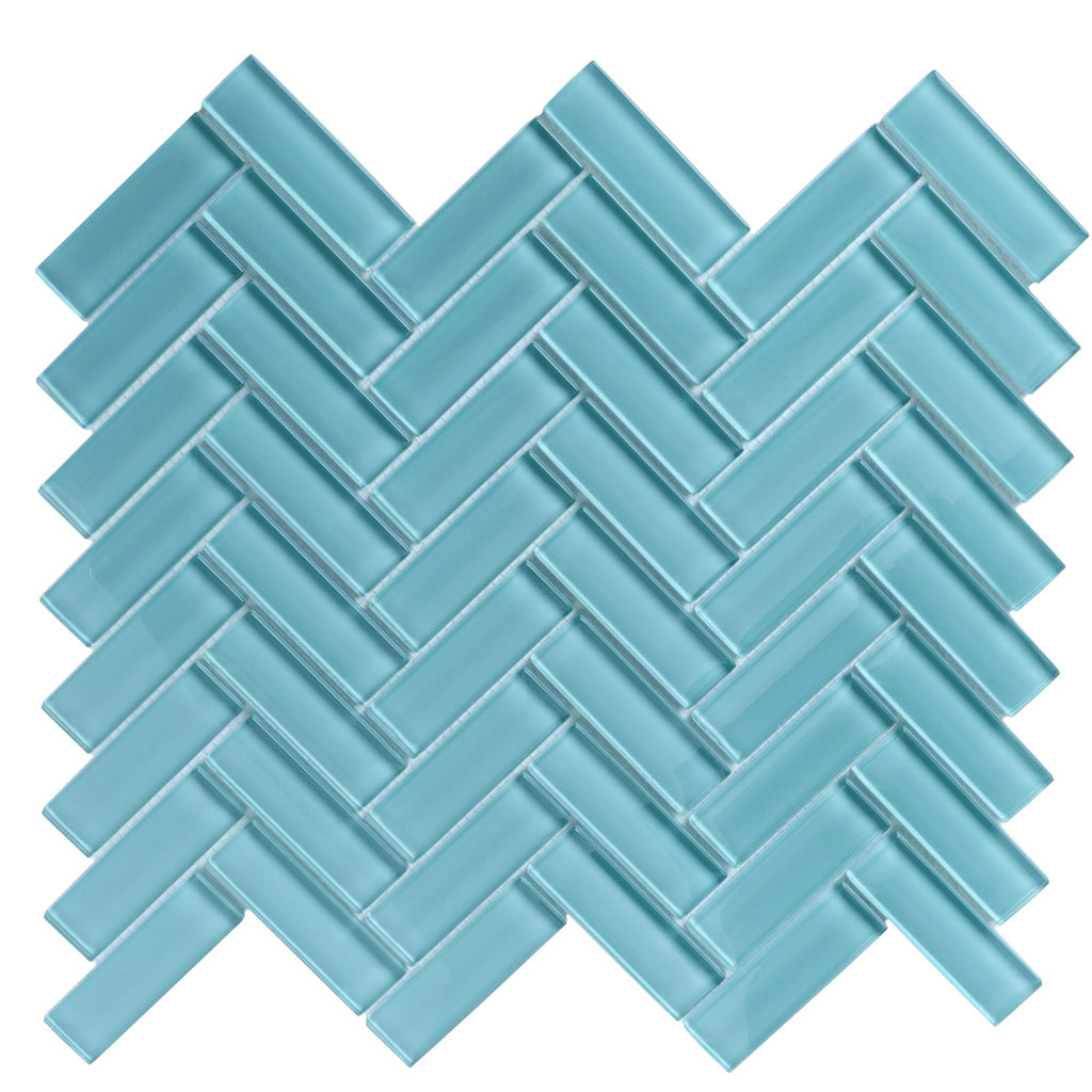 Sky Blue Herringbone Polished Tile
