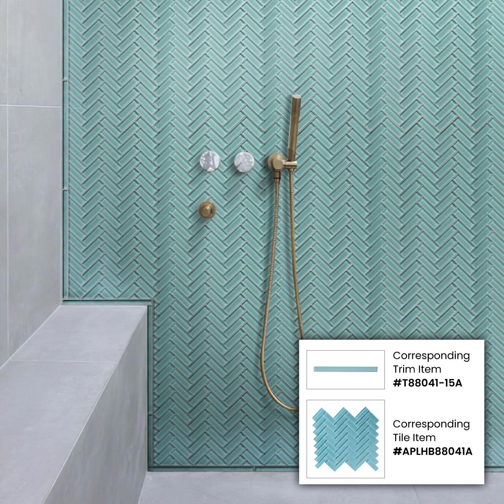 Sky Blue 11x13 Glossy Herringbone Glass Mosaic Tile (5 pack, 4.8125 sq ft/case) - Sample