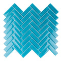 Sample - Sapphire Blue 11x13 Glossy Herringbone Glass Mosaic Tile (5 pack, 4.8125 sq ft/case)