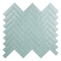 Sample - Blizzard Blue 11x13 Glossy Herringbone Glass Mosaic Tile (5 pack, 4.8125 sq ft/case)