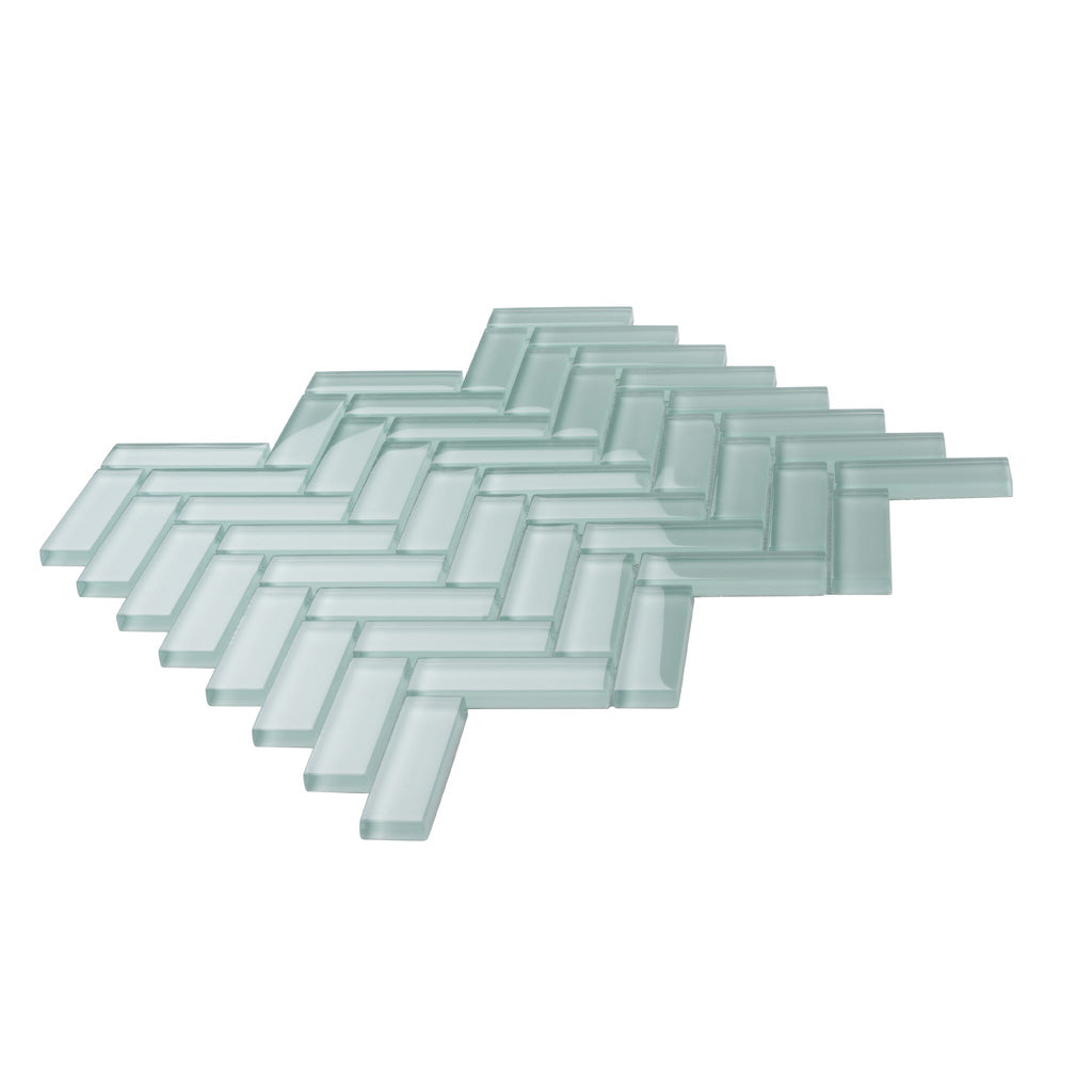 Blizzard Blue Herringbone Mosaic Tile
