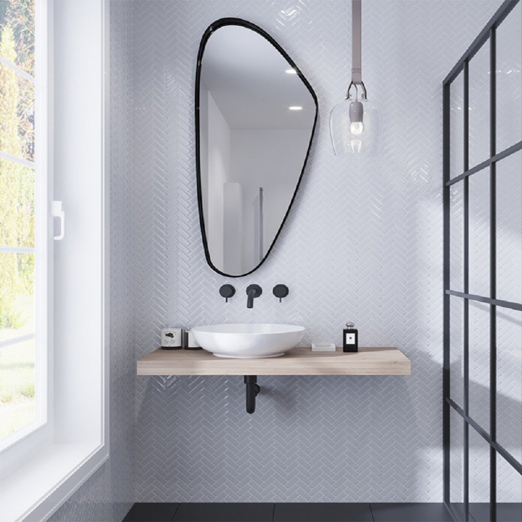 White Herringbone Glass Tiles