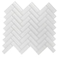 Sample - White 11x13 Glossy Herringbone Glass Mosaic Tile (5 pack, 4.8125 sq ft/case)