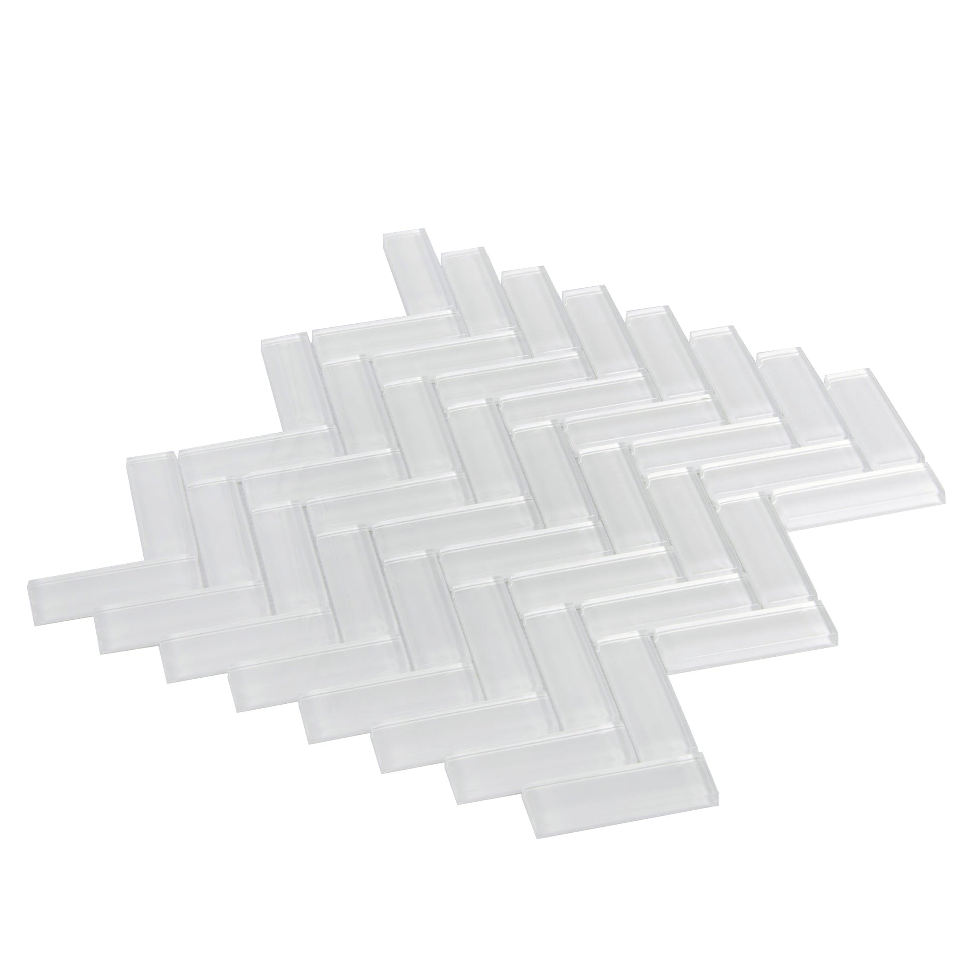White Herringbone Polished Mosaic Tiles