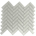 Sample - Beige 11x13 Glossy Herringbone Glass Mosaic Tile (5 pack, 4.8125 sq ft/case)