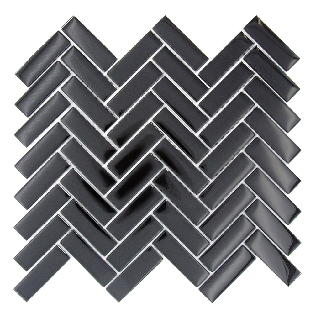 Black Herringbone Mosaic Tile