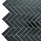 Black Herringbone Glass Mosaic Tile