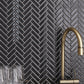 Black 11x13 Glossy Herringbone Glass Mosaic Tile (22 Cases, 105.82 sq ft/Pallet)