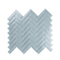 Sample - Gray 11x13 Glossy Herringbone Glass Mosaic Tile (5 pack, 4.8125 sq ft/case)