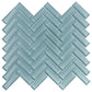 Stone Blue 11x13 Glossy Herringbone Glass Mosaic Tile (5 pack, 4.8125 sq ft/case) - Sample