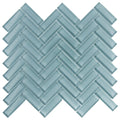 Sample - Stone Blue 11x13 Glossy Herringbone Glass Mosaic Tile (5 pack, 4.8125 sq ft/case)