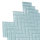 Stone Blue 11x13 Glossy Herringbone Glass Mosaic Tile (5 pack, 4.8125 sq ft/case) - Sample