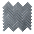 Sample - Coin Gray 11x13 Glossy Herringbone Glass Mosaic Tile (5 pack, 4.8125 sq ft/case)