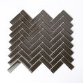 Sample - Ash Gray 11x13 Glossy Herringbone Glass Mosaic Tile (5 pack, 4.8125 sq ft/case)