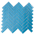 Sample - Cerulean Blue 11x13 Glossy Herringbone Glass Mosaic Tile (5 pack, 4.8125 sq ft/case)