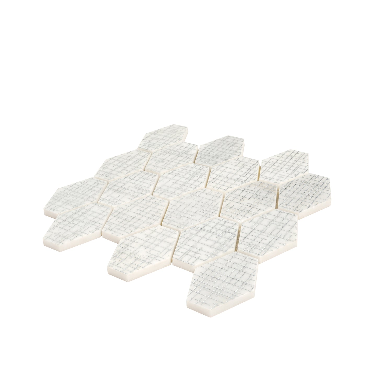 White Silver 12x12 Textured, Foiled Stone Hexagon Mosaic Tile (5.08 sq ft/case, 5-Pack)