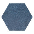 matte slate blue hexagon porcelain tile with subtle texture and tonal variation