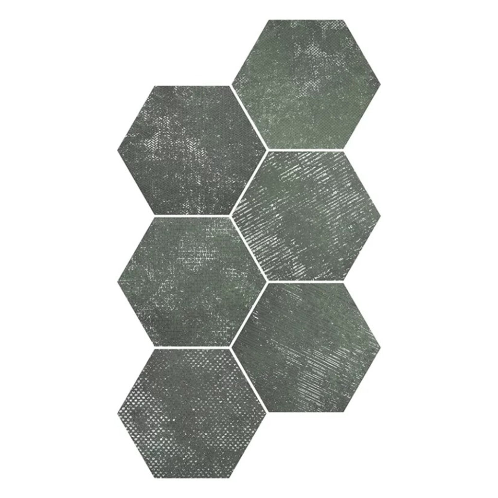 Zenith 9.05 in. x 10.63 in. Textured Olive Green Porcelain Hexagon Wall and Floor Tile (8.07 sq ft/case) - 16 Pack