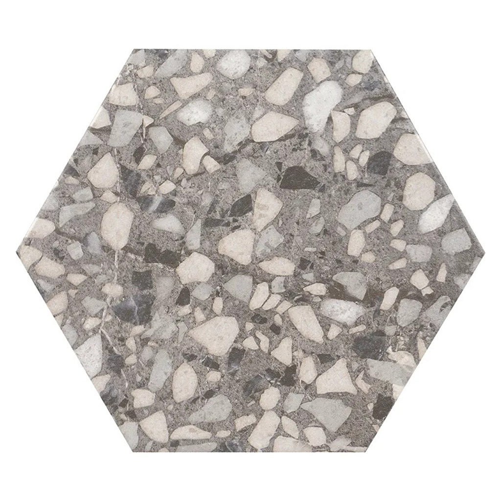 Zenith 9.05 in. x 10.63 in. Matte Deep Charcoal Gray Porcelain Hexagon Wall and Floor Tile (8.07 sq ft/case) - 16 Pack