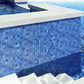Cerulean blue 11x11 glossy and matte square glass mosaic tiles in pool wall application