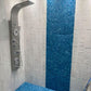 cerulean blue glossy and matte 11x11 glass mosaic tile wall and floor installation