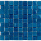 Cerulean blue glossy and matte square glass mosaic tiles 11x11 arranged in grid
