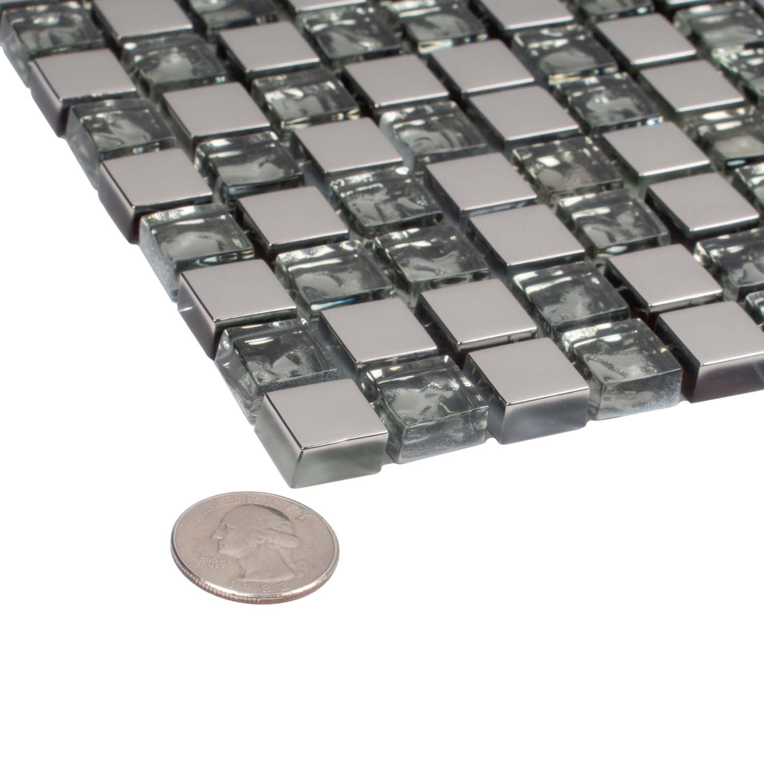 Silver Gray 12x12 Glossy Square Glass Mosaic Tile (5 pack, 4.75 sq ft/case) - Sample