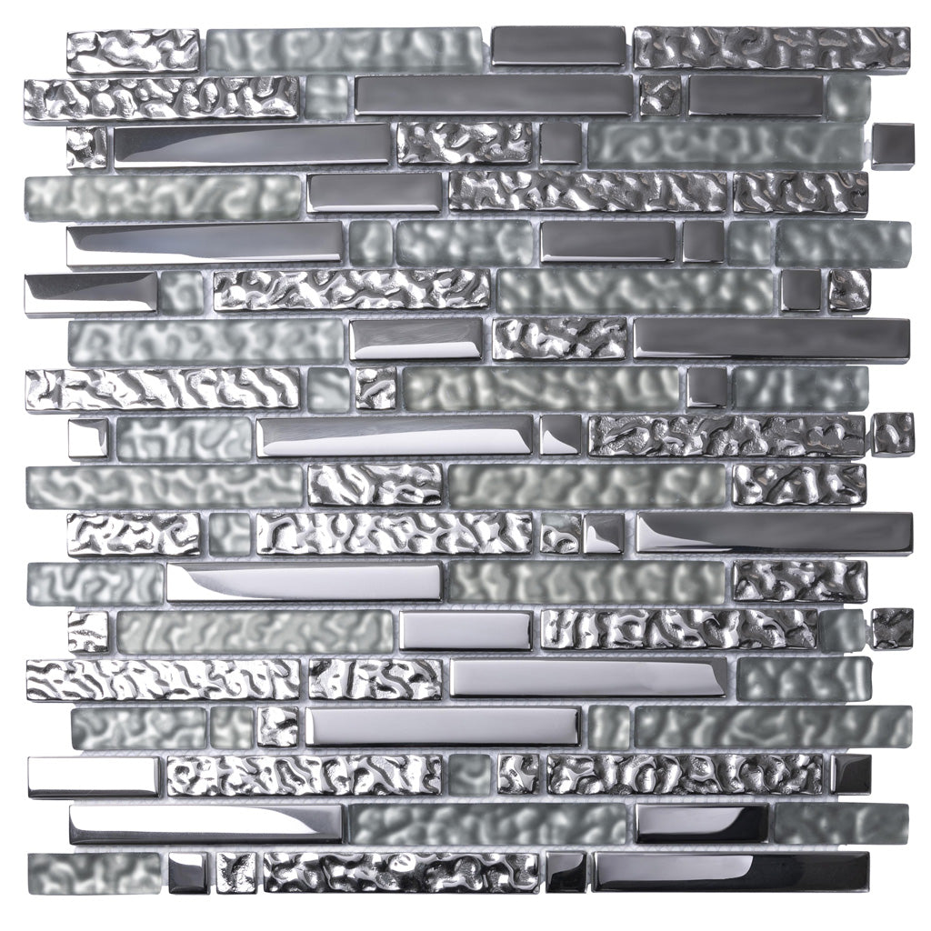 5 pack Silver 11.7 in. x 11.9 in. Polished Glass Mosaic Tile (4.79 sq ft/case) - Sample