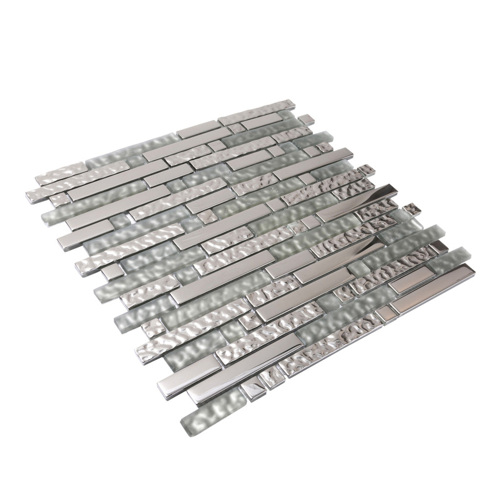 5 pack Silver 11.7 in. x 11.9 in. Polished Glass Mosaic Tile (4.79 sq ft/case) - Sample