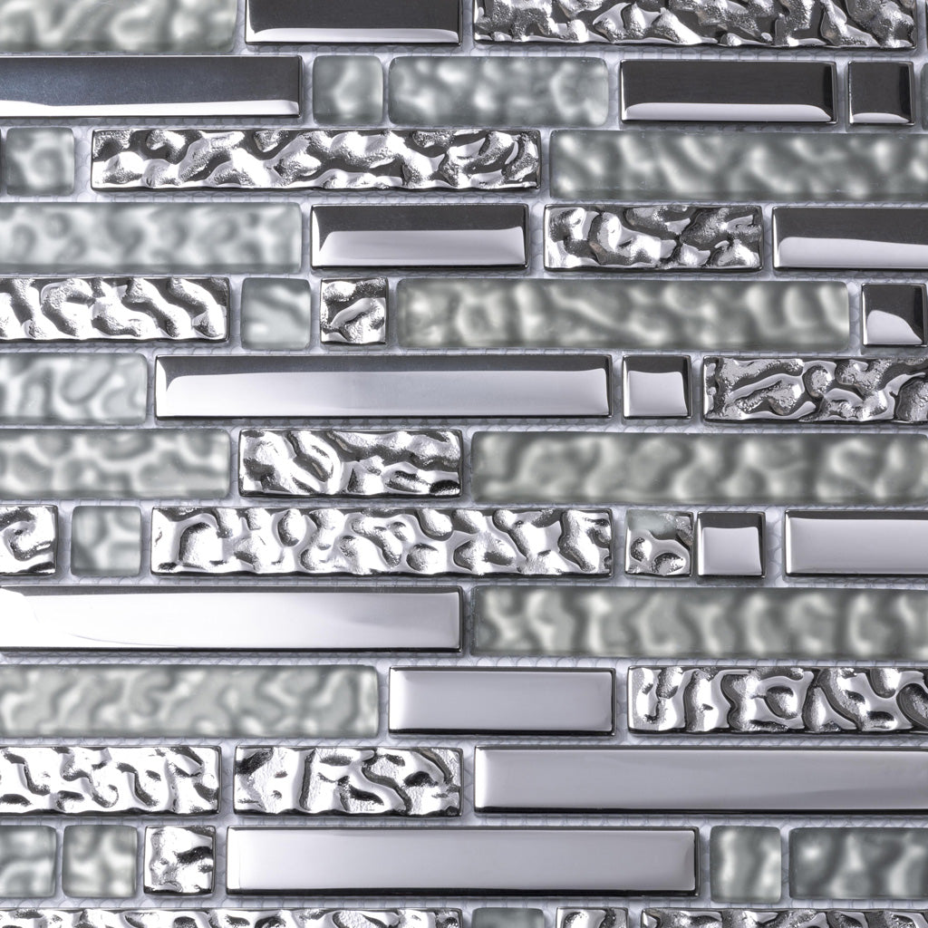 5 pack Silver 11.7 in. x 11.9 in. Polished Glass Mosaic Tile (4.79 sq ft/case) - Sample