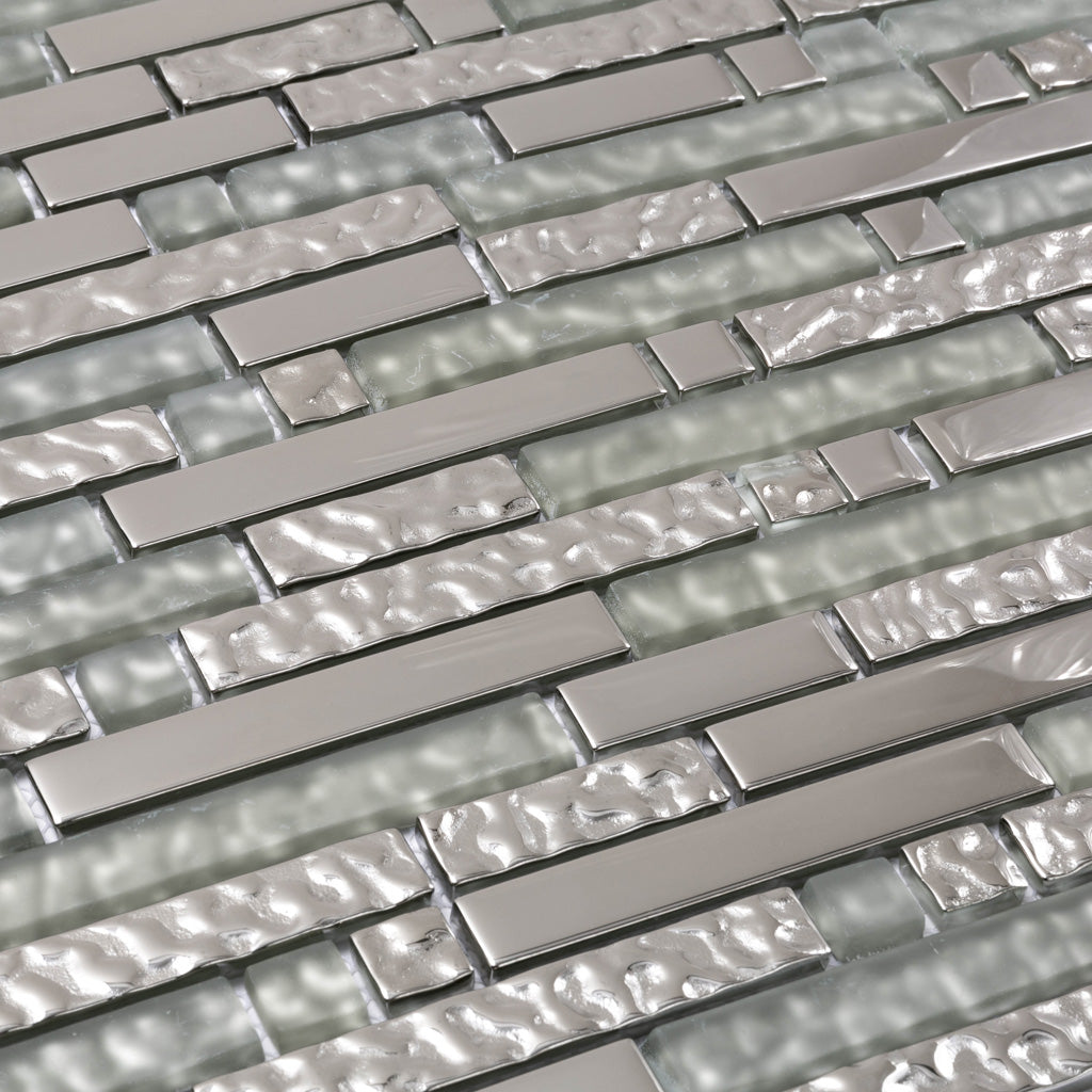 5 pack Silver 11.7 in. x 11.9 in. Polished Glass Mosaic Tile (4.79 sq ft/case) - Sample