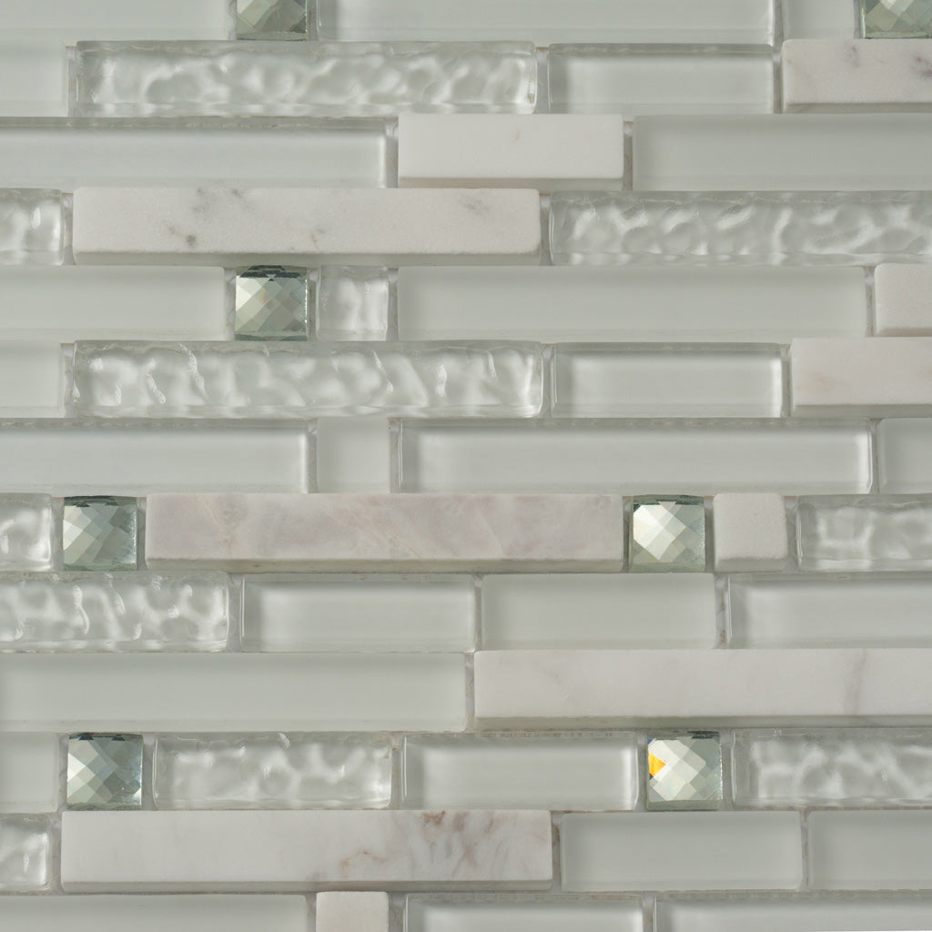 12x12 White Glass Tile 