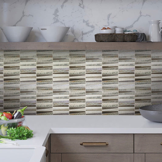 Gray 12x12 Trapezium Polished Textured Glass Stone Mosaic Tile (5 pack, 4.83 sq ft/case) - Sample