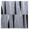 Sample - Blue Gray 12x12 Polished Textured Trapezium Glass Stone Mosaic Tile (5 pack, 4.83 sq ft/case)