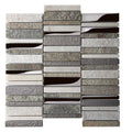 Sample - Brown Gray 12x12 Polished Textured Glass Stone Mosaic Tile (5 pack, 4.83 sq ft/case)
