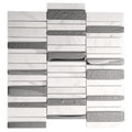 Sample - Brown White 12x12 Polished Textured Brick Glass Stone Mosaic Tile (5 pack, 4.83 sq ft/case)