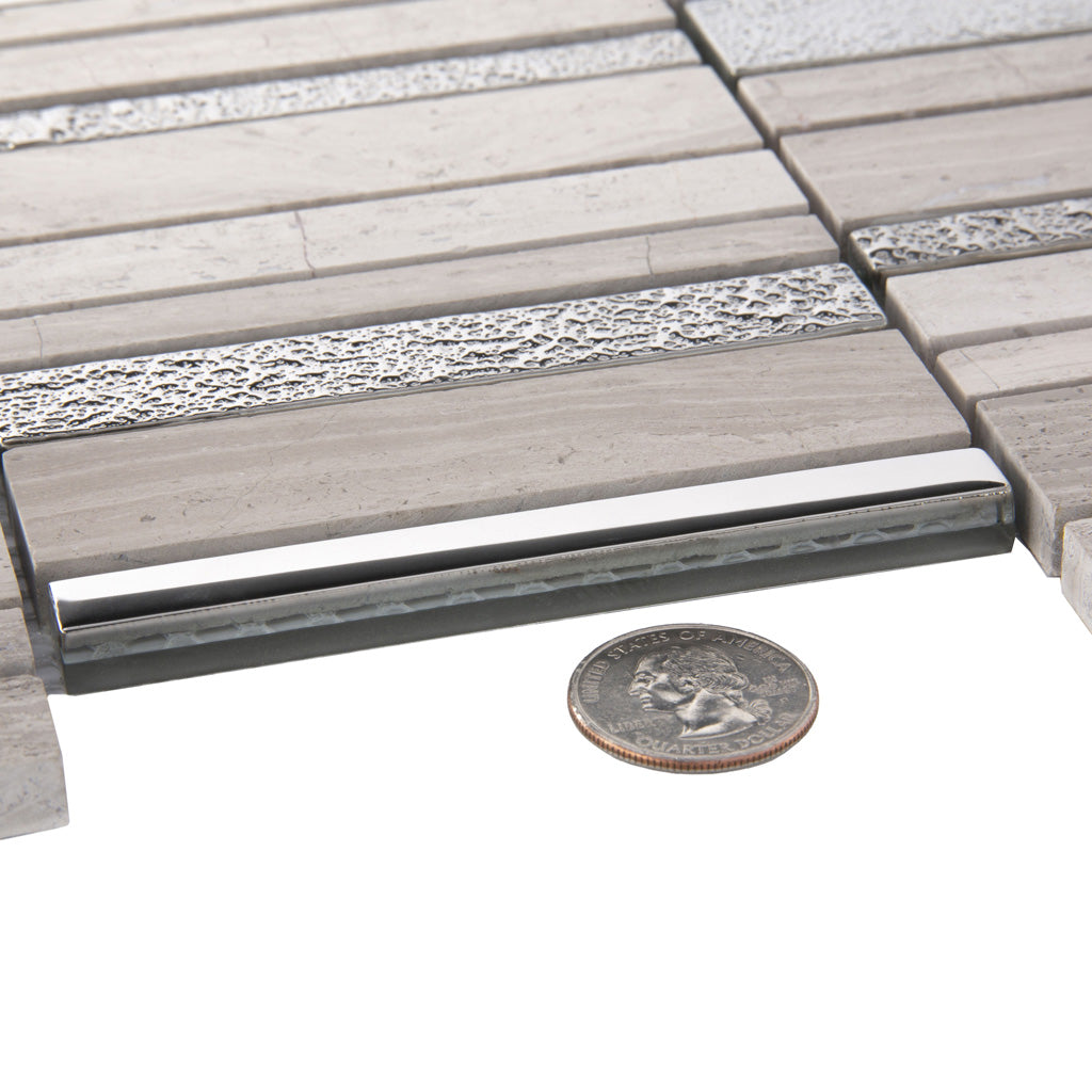 Brown Gray 12x12 Polished Textured Brick Glass Stone Mosaic Tile (5 pack, 4.83 sq ft/case) - Sample