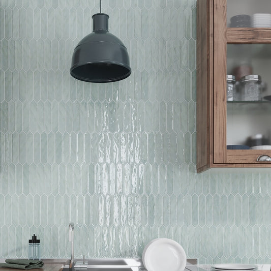 Pistachio Green 2x10 Glossy Picket Ceramic Tile (23 pack, 2.37 sq ft/case)