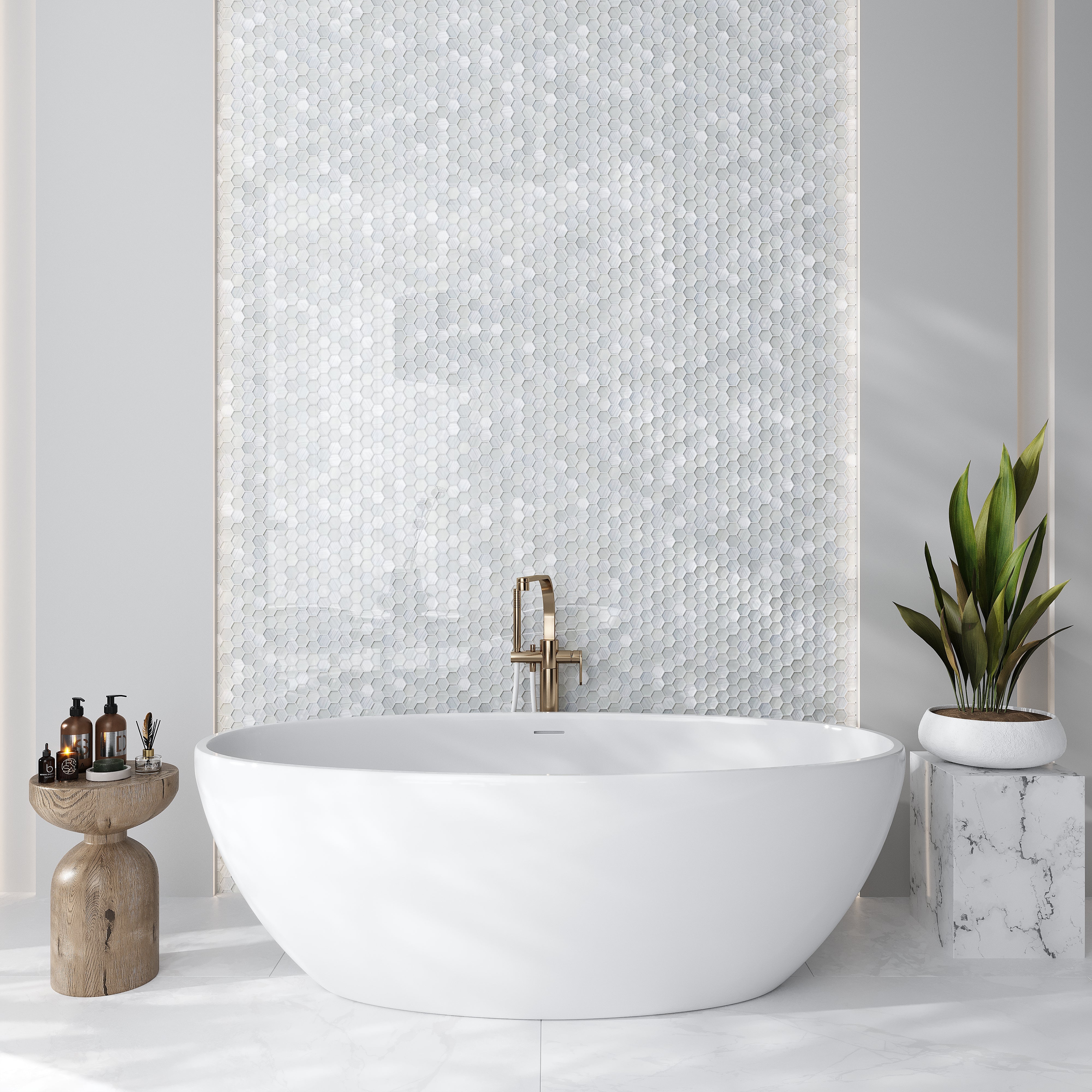 hide様16GB銀×白の薄型筐体✨Windows11✨ガラス製タッチパネル White 12x12 Hexagon Glossy Matte Glass Mosaic Tile (5 pack, 4.83