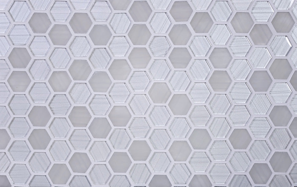 White 12x12 Glossy Matte Hexagon Glass Mosaic Tile (5 pack, 4.83 sq ft/case) - Sample