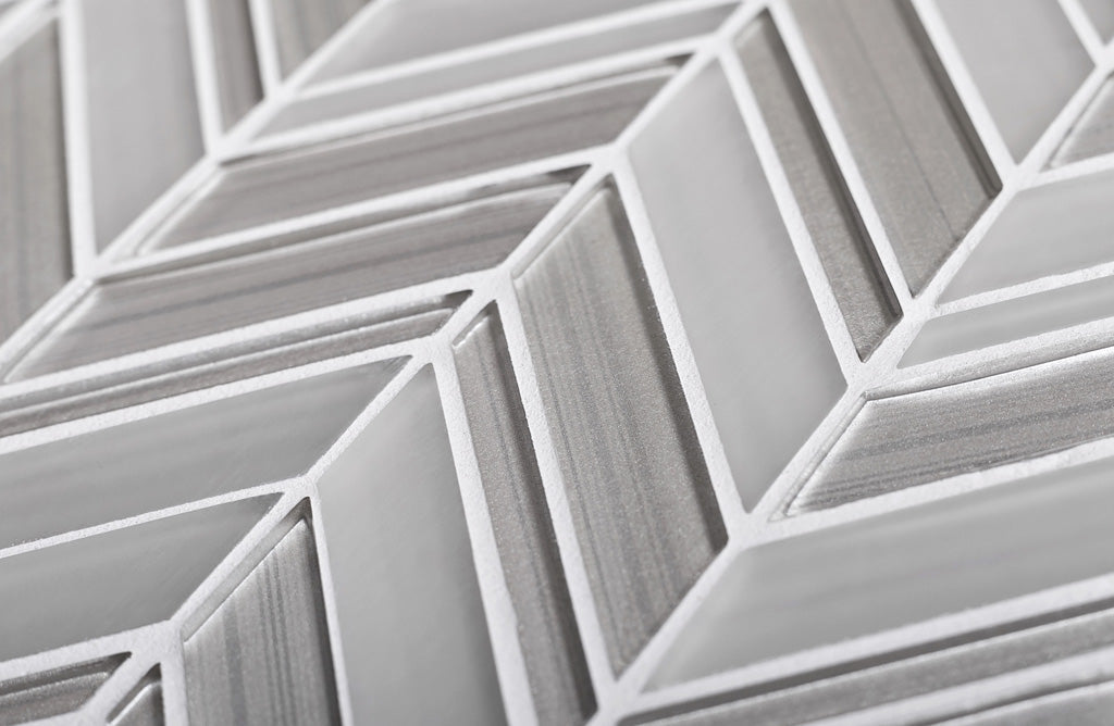 White 10x10 Herringbone Glossy Matte Glass Mosaic Tile (5 pack, 3.76 sq ft/case) - Sample